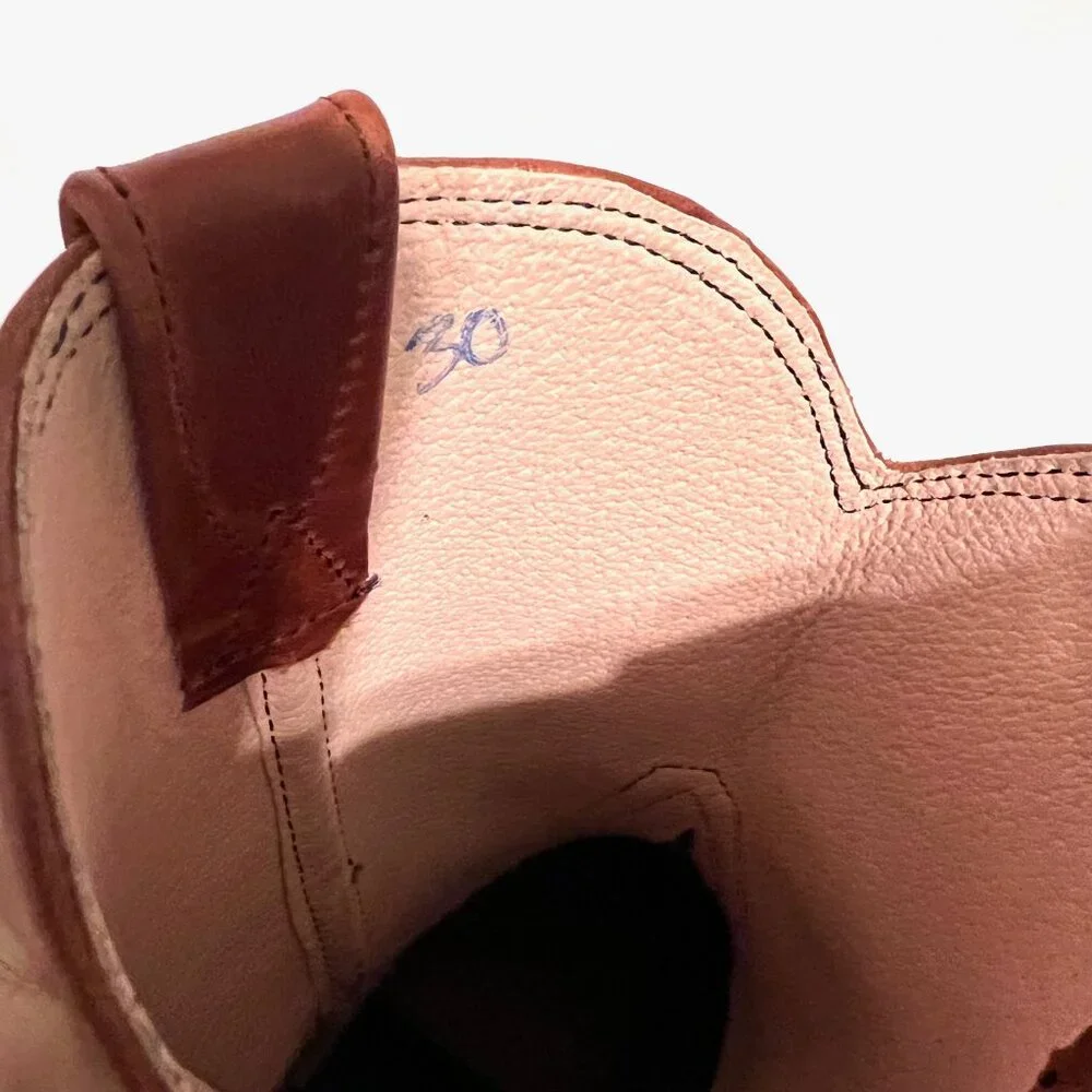 Kids Tan Leather Western Boots - Classic Pull-On Style